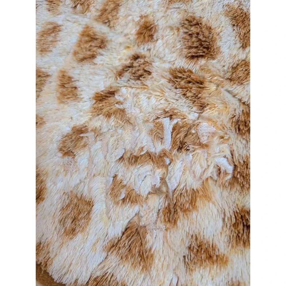 Plush Pet Mats Leopard Brown Cream Reversible Cozy Soft Bed Pad